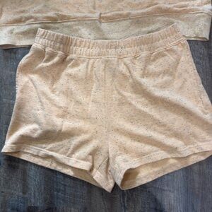 Mono B Cream Speckled Knit Athletic Shorts